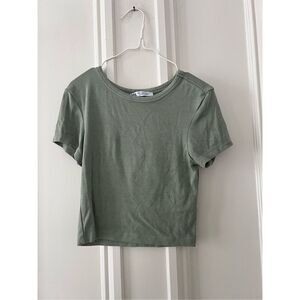 Zara light green cropped tee S